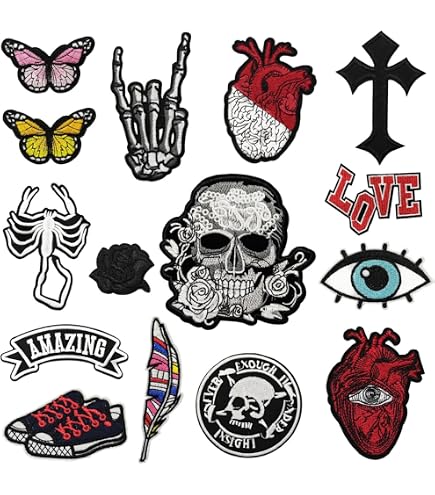 Patchs Thermocollants Tête De Mort & As De Pique - Écussons Biker à Repasser Ou à Coudre Pour Customisation Vêtements