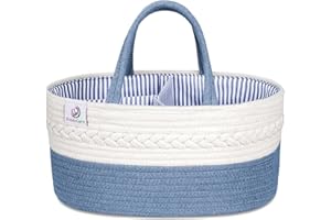 KiddyCare Organizador Pañales para Bebés - Cesta Bebé con 3 Compartimentos Intercambiables y Extraíbles - Organizador Armario Bebé - Ideal como Cesta Regalo Bebé Recién Nacido [Azul, Tamaño Grande]