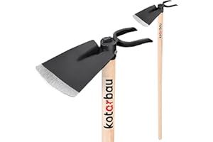 KOTARBAU® Azada combinada de 200 mm, 2 dientes, 70 mm, con mango, 113 cm, azada de jardín, herramienta para trasplantar, cuidado del jardín
