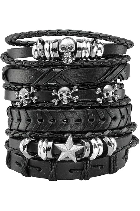 Set Bracciali Punk In Pelle PU Con Borchie - 3-5 Pezzi, Regolabili, Per Uomo E Donna