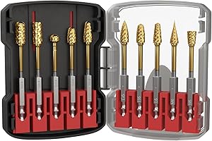 CSOOM Hartmetallfräserset, 10-teilig mit doppelter Schneide, ist ein Zubehör für Drehwerkzeuge zum Schleifen, Gravieren, Metallpolieren, Schnitzen und Bohren.