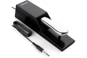 Asmuse Pédale de Sustain Supérieur pour Clavier Piano Universelle pour Yamaha Roland Casio Clavier, Sustain Pédale Antidérapant Durable en Acier Inoxydable avec Interrupteur de Polarité