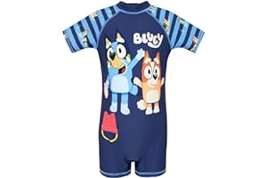 Bluey Swimsuit | One Piece Boys Swimsuit | Children's Swimming Costumes | Ages 18 Months to 8 Years