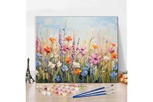 TISHIRON Flowers Adult Paint by Number with Brushes Blooming Floral Paint by Numbers for Adults Paintwork Colorful Plant DIY Paint by Number Kits Art Crafts 16"x20"(Frameless)