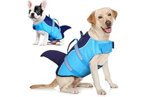 AOFITEE Gilet de sauvetage pour chien requin, gilet de sécurité Ripstop pour chien avec flottabilité supérieure et poignée de sauvetage réglable, gilet de flottaison pour chiens de petite, moyenne et