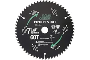 Echo Corner 185mm 60 zębów Brzeszczot do piły tarczowej, brzeszczot do drobnych zębów do szybkiego cięcia drewna z tworzywa MDF, powłoka nieprzywierająca, otwór 20mm