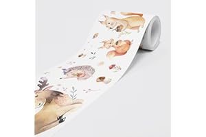 DIMEX LINE Self-Adhesive Border - Wallpaper Border Wall Border - Decorative Wall Sticker for Walls, Furniture, Ceilings, Wallpaper, Doors - Forest Animals - 5 m x 15 cm