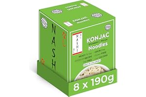 KETO SKINNY Nashi Konjac Shirataki Premium Noodles (8×190g)- Odour Free, Suitable for Vegan, Fat Free & Low in Calories, Glucomannan Keto Friendly, Low Carb Diet | Ready to Eat