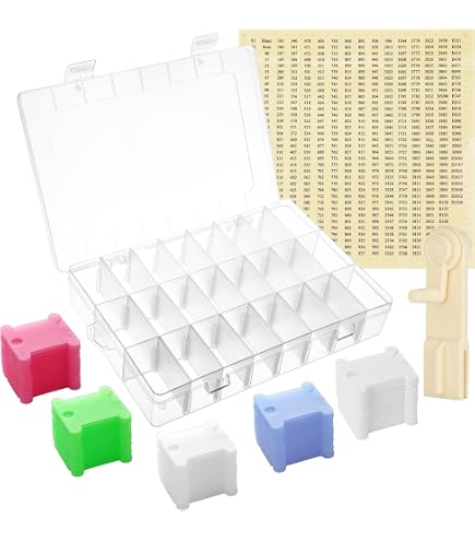 Embroidery Floss Organizer Box – 24 Compartments With 100 Bobbins & Bobbin Winder For Cross Stitch