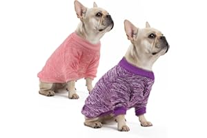 Viiotu 2 Pack Small Dog Hoodie Sweatshirt - Elastic Warm Knit Dog Jumper, Jacket & Clothes, Soft Breathable Winter Dog Costume, Machine Washable for Chihuahua, Pug, Yorkie