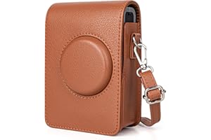 MUZIRI KINOKOO Mini EVO Tasche Kompatibel mit Fuji Instax Mini EVO Kamera Schutzhülle Vertikale Version mit verstellbarem Schultergurt Braun