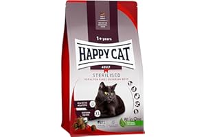 Happy Cat 70574 - Sterilised Adult Voralpen Rind - Trockenfutter für sterilisierte Katzen und Kater - 1,3 kg Inhalt