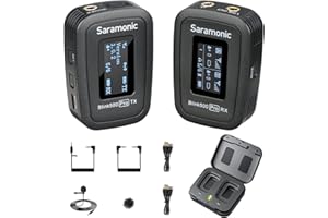 Saramonic Upgraded Blink500 Pro 2.4GHz Dual-Channel Wireless Lavalier Microphone for DSLR Video Camera Android iPhone Tablet PC Computer Recording Facebook Youtube Podcast Vlog Interview (B1)