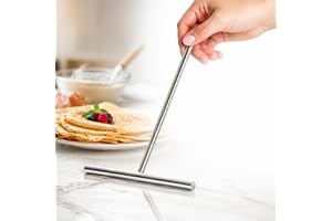 Kerafactum Degfördelare Crepemaker för Crêpes, Pannkakor eller Palatschinken med Långt Handtag på 20 cm i Rostfritt Stål, Crê