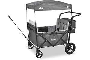FableKids Follower Wagon Leo X4Plus with Roof | Foldable Transport Trolley | Loadable up to 20 kg per seat | 4X 5-point Belt | 360° Off Road Wheels | Foot Brake | Oxford 600D | Ventilation Grid