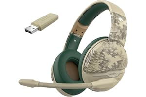 NUBWO Cuffie da gioco wireless G08 con microfono: durata della batteria 100 ore, portata 10 m, colore deserto, compatibile con PS4/PS5/PC/Mac