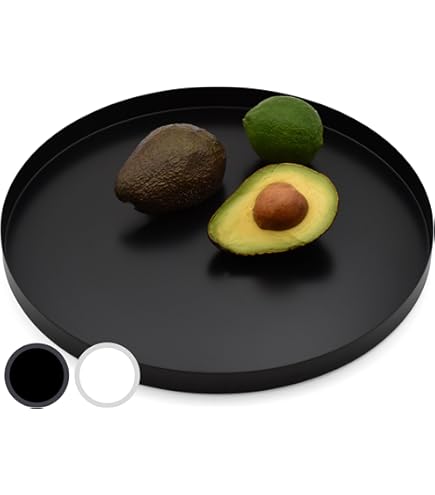 Plateau Rond Métal Embossé Noir - Marque JOLIPA - Déco Intérieure - Neuf