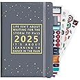 Diary 2025, 2025 Diary A5 Day per Page, Annual Daily Planner for Jan-Dec 2025, 2025 Diary Planner with Soft Cover, Elastic Closure, Pen Loop, 4 Stickers for Home Office School