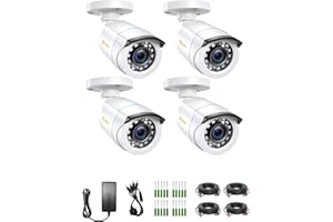 Anlapus 1080P Kit de Cámaras de Vigilancia Exterior 4pcs Cámara de Seguridad, 20M Visión Nocturna, Blanco
