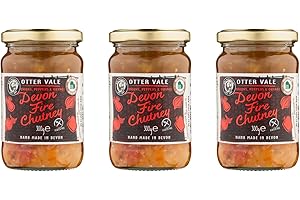 Otter Vale - Devon Fire Chutney, Scotch Bonnet chilli heat with a hint of tangy fruit, hand-made in Devon, gluten-free, 300g glass jar x 3