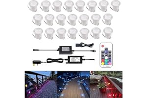 CISLAN CISALN RGB Outdoor Waterproof Plinth Decking Lights with Light Sensor for Decking, Kitchen Plinths, Bathroom Lights, Saunas (Pack of 22)