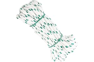 GOPEU Cuerda Poliester Mate, 8MM * 10M, Hecho en España, para Bricolaje, toldos, Camping, pancartas. Blanco con Verde