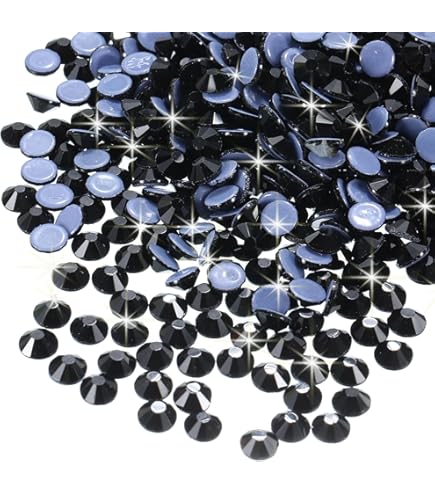 Perlin - 14400 piedras de estrás termoadhesivas, color negro, 2 mm, SS6