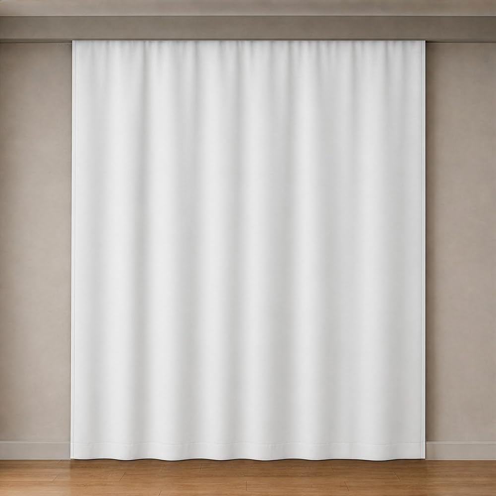 EYPER Blackout Karartma Fon Perde, Siparişe Özel Dikim | Gündüz Bile Karartır, Isı Yalıtımlı Tek Kanat | Düz Kornişe Hazır | Beyaz, 300 cm Genişlik x 200 cm Uzunluk