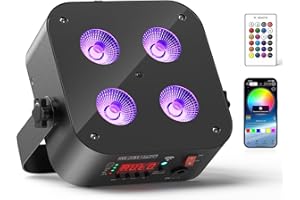 Oloaxolx Akku LED par licht 4x18 W RGBWA UV 6-in-1 Wiederaufladbarer Bühnenlicht disco Uplights mit APP/DMX/Fernbedienung Kontrollmethoden LED par Scheinwerfer für DJ party Hochzeits Geburtstags (1)