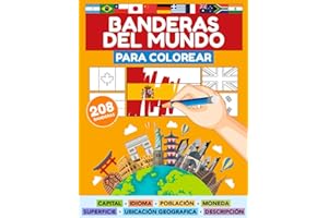 BANDERAS DEL MUNDO PARA COLOREAR (208 PAISES): Todos los Países, Capitales, Población, Monedas, Idiomas, Superficie y Banderas del mundo | Colorea las banderas de todos los países del mundo