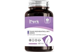IPERK Trans Resveratrol 300mg (Per Capsule) 60 Vegan Capsules Non GMO, Dairy and Gluten Free Made in The UK in HACCP ACCREDITED Facilities