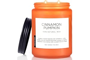 M&SENSE Doftljus med Kanel Pumpa, Halloween Höstljus Present Heminredning, Dubbel Wick Stora Sojaljus 550g 110 timmar långvar