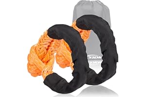 SKYJDM Synthetic Soft Shackle Recovery Kit - 1/2 in x 22 in Rope Shackle (56,000 lbs Breaking Strength), 2 Pack Lightweight Soft Shackles for 4X4 Truck SUV ATV UTV Vehicles Sailing, (Orange)