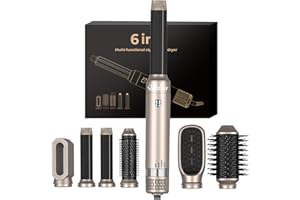‎UKLISS Airstyler 6 in 1, Haarstyler Warmluftbürste Set,Airstyler Stylingbürsten mit Automatischer Lockenstab, Warmluftbürste Massage Heißluftbürste Haarglätter Bürste