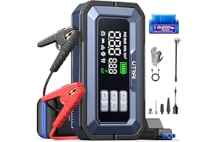 ‎UTRAI UTRAI 7000A Starthilfe Powerbank für Pkw mit Kompressor, Booster Auto Starthilfe Powerbank mit OBD-Scanner, 2000 Lumen LED, Jump Starter Powerbank mit DC 160W-Ausgang (All Benzin/12L Diesel)