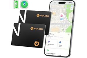 NOVOO Localisateur d'objets Carte Lot de 2 Wallet Tracker 6 Ans Batterie Ultra-Fin Air Tag Traceur pour App Localiser (iOS) Traqueur Intelligent Bluetooth Carte pour Portefeuille, Valise, Sac
