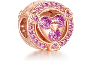 H.ZHENYUE Jewelry Heart Charm Beads fit Bracelet Necklace for Woman Girls,925 Sterling Silver Pendant Beads with Cubic Zirconia,Birthday Christmas Halloween Valentine's Day Gifts