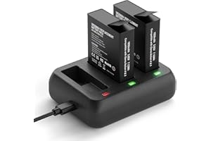 Adicop Action 3 Akcesorium Do Wymiany Baterii kompatybilne z DJI Action 3, 2 Sztuki Baterii 1850mAh + Ładowarka USB kompatybilna z DJI Action 3 Kamerą