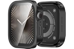 Bisikor 3 in 1 Metal Cases Compatible with Apple Watch Series 11/10 46mm Case Built-in Screen Protector, Straight Edge Rugged Protective Metal Cover with Back Cover for iWatch 46mm, Black