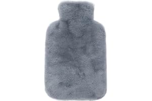 Bakecat Hot Water Bottle Cover Only, Very Soft Fluffy Cover - 2L (Cover Only), Dark Grey