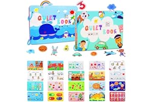 Yeahbo Busy Book dla dzieci w wieku 2 3 4 5 lat dziewczynki chłopcy 2 szt., zabawki Montessori dla chłopców, edukacyjne prezenty dla maluchów w wieku 2-5 lat