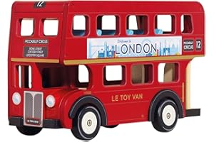 Le Toy Van TV469 Cars & Construction Double Decker Wooden Role Play Suitable for Girls and Boys Toys, London Bus