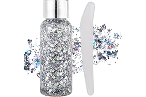 Rihsay Glitter Viso Make Up Euphoria Gel Glitter Corpo Gel Brillantini Viso Glitter Body Gel per Festival Brillantini Trucco Capelli Occhi Viso Corpo Labbra Unghie