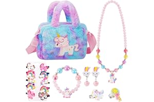 VGMANNTA Einhorn Geschenke für Mädchen - Spielzeug, Handtasche, Schmuckset, Prinzessin Spielzeug - Geburtstagsgeschenk für 5 Jahre - Lila