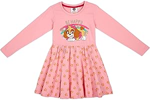 PAW PATROL Abito da ragazza a maniche lunghe | cotone | motivi Skye e Everest | Taglia 98-128