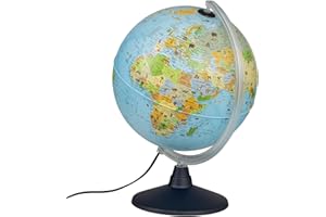 ‎IDENA Idena 22059 - Kinder Leuchtglobus mit Tierabbildungen, Lernspielzeug, Durchmesser 30 cm (Single Pack)
