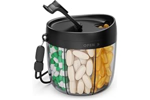 ‎AUVON AUVON Tablettenbox 7 Tage, Rund Medikamentenbox mit 7 Großen Fächern & Breiter Öffnung für einfache Anwendung, Tragbare Pillendose für Unterwegs Vitamine Fischöl Medikamente Nahrungsergänzungsmittel