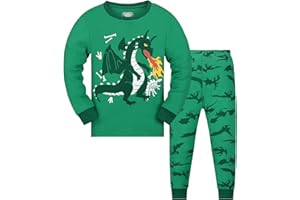 Gumyoss Pyjamas pour garçons Pyjamas pour Enfants Garçon Manches Longues Coton Hiver Noël Vêtements de Nuit 3-9 Ans