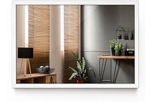 Tulup Lustro 100x70 cm Ścienne Biały MDF Do Salonu W Ramie Biała Rama Prostokątne Do Sypialni Do Makijażu