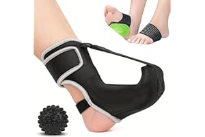 PIWOSGOL Férula Nocturna Para Fascitis Plantar, Vendaje Para Espolón Calcáneo, Soporte De Pie Con Pelota De Masaje y Almohadillas Para Arco Plantar, Para Fascitis Plantar Para Aliviar El Dolor De Pies,Negro